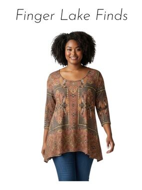 Ruby Rd. Relaxed Brown and Orange Tunic